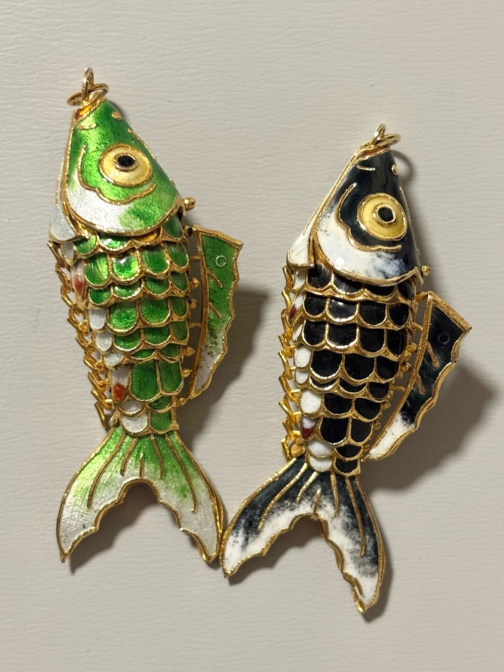 Vintage Cloisonne Enamel Koi Fish Pendants/Ornaments